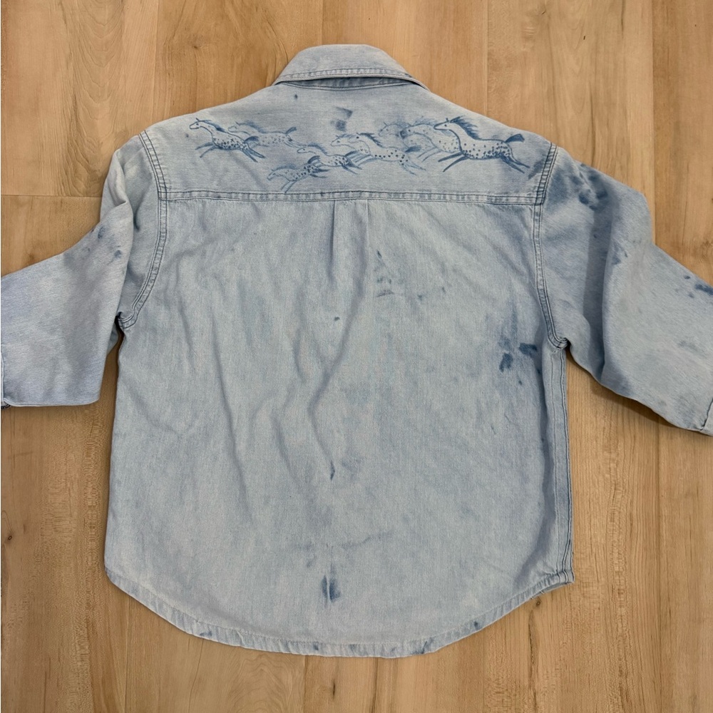 Victoria Jones | Woman Light Blue Button Down southwestern shirt